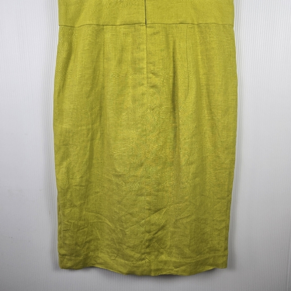 Talbots Womens Chartreuse Cap Sleeve Suplice Faux Wrap 100% Linen Dress Size 6 - Picture 12 of 15